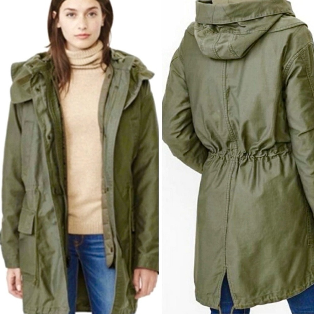 GAP Women's Army Green Removeable Lining Utility Hooded Parka Jacket‎ (M/Tall)